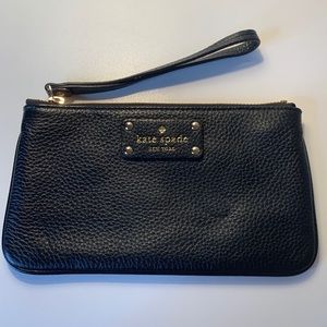 Black Leather Kate Spade Wristlet